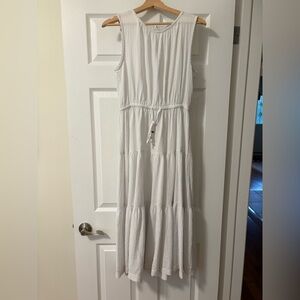 Calvin Klein White Tiered Ruffled Maxi Sundress